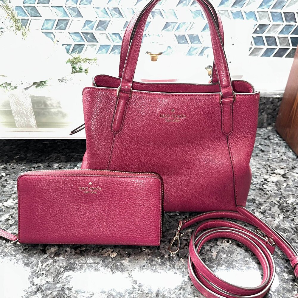 Kate Spade Jackson Medium Triple Compartment Leather Satchel & Matching Wallet